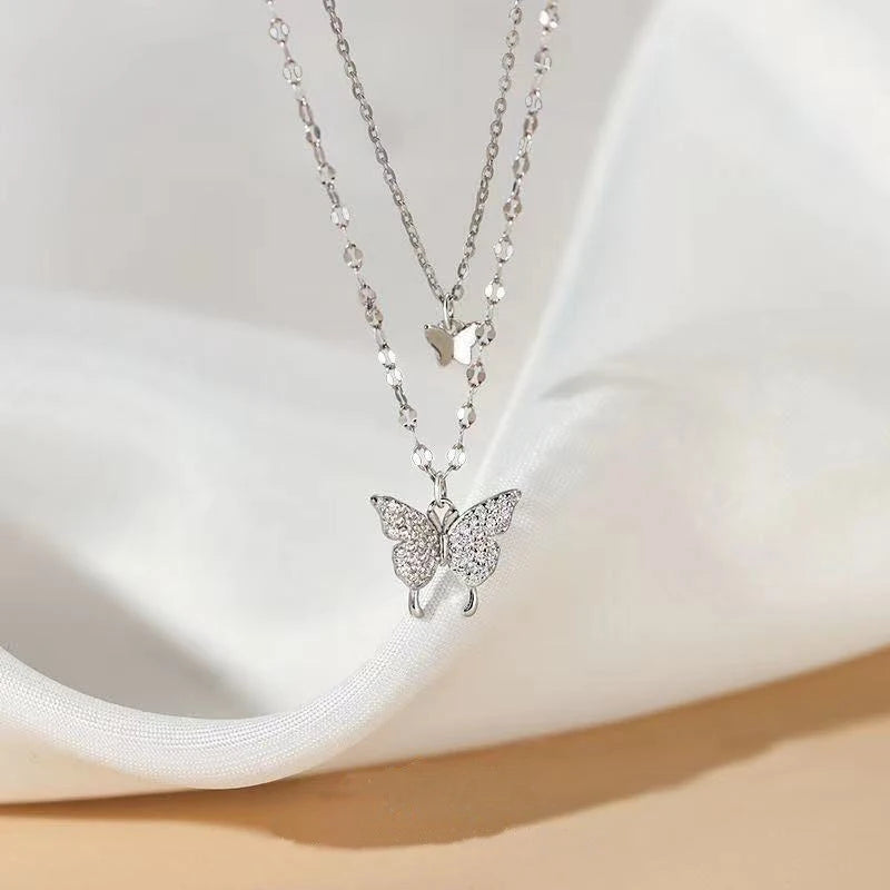 Mystic Elegant Silver Shiny Butterfly Necklaces