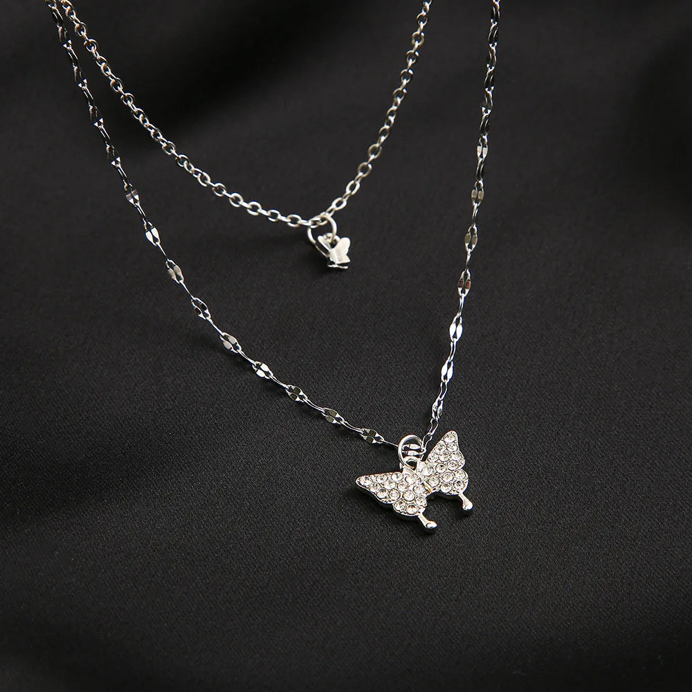 Mystic Elegant Silver Shiny Butterfly Necklaces