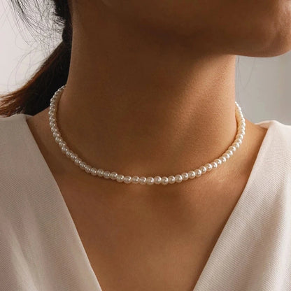 Layered Pearl Thick Chains Pendant Necklace