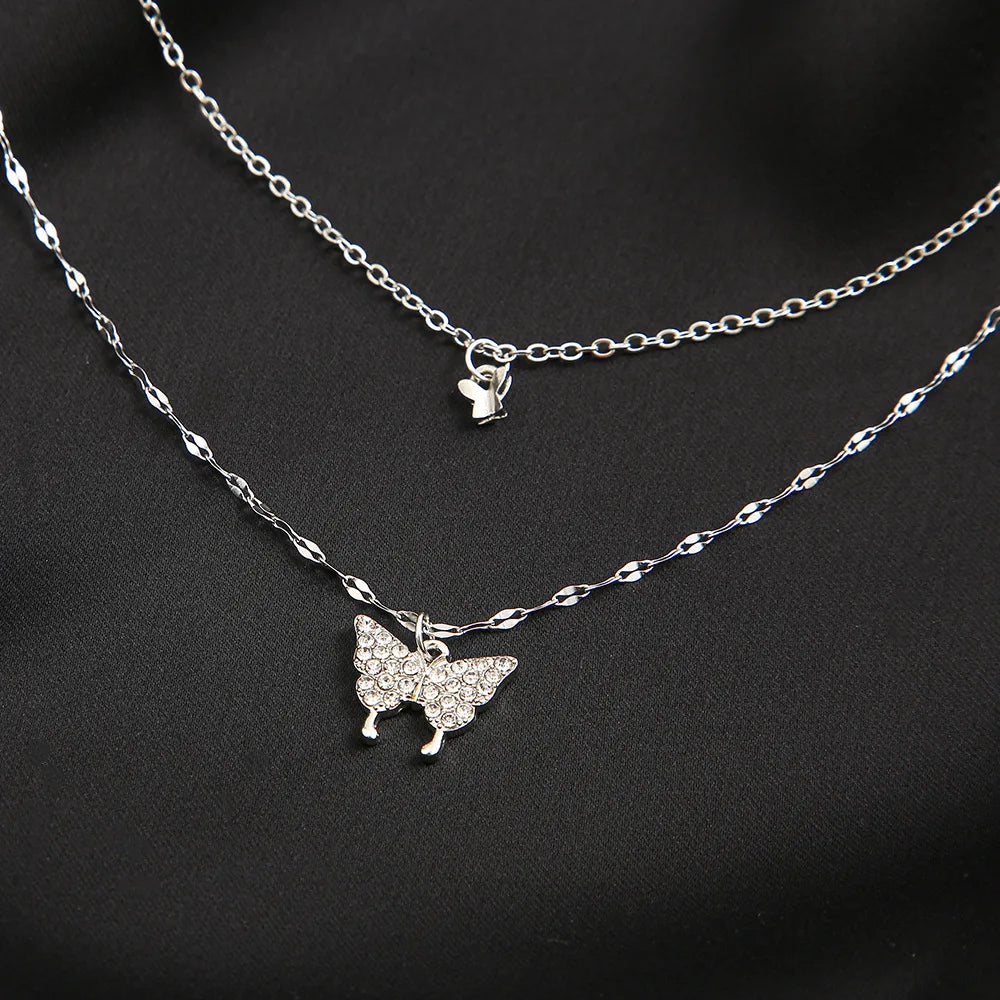 Mystic Elegant Silver Shiny Butterfly Necklaces