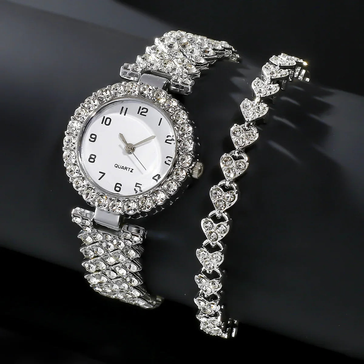 Luxury Quartz 2Pcs Watch Set Ladies