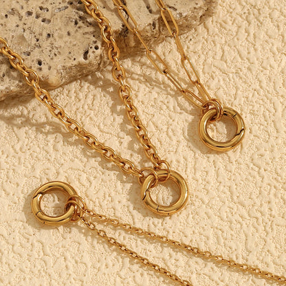 18K Gold Plated Round Spring Buckle Necklace