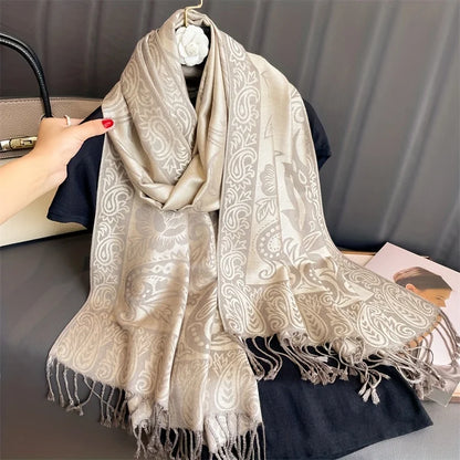 Tassel Classic Flower Pattern Shawl (Warm)