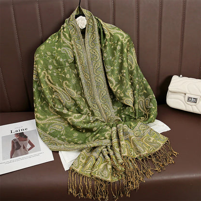 Tassel Classic Flower Pattern Shawl (Warm)