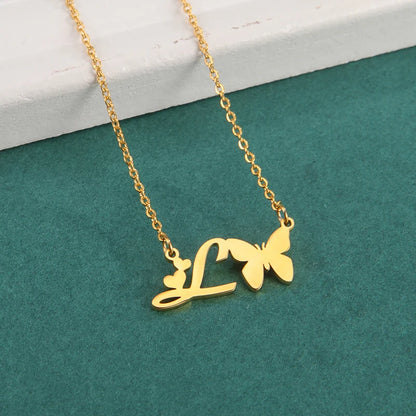 Luxury Butterfly Customizable 26 Initials Letter Pendant