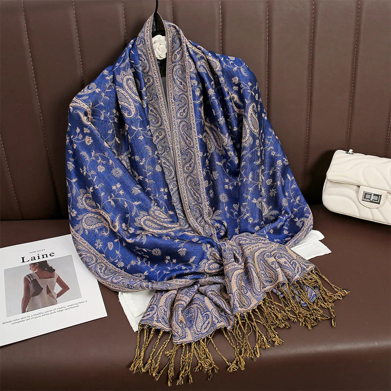 Tassel Classic Flower Pattern Shawl (Warm)