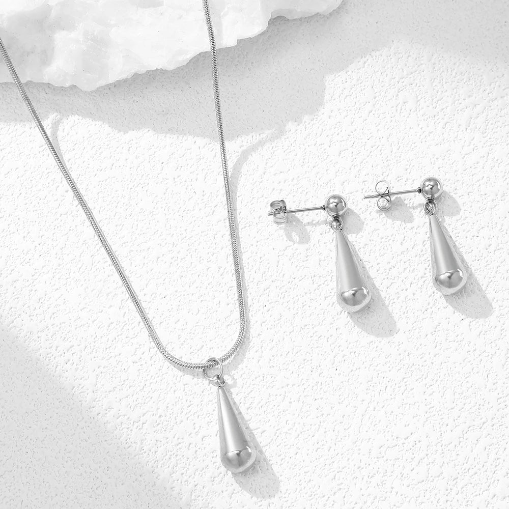 Premium Teardrop Stainless Steel Set Necklace