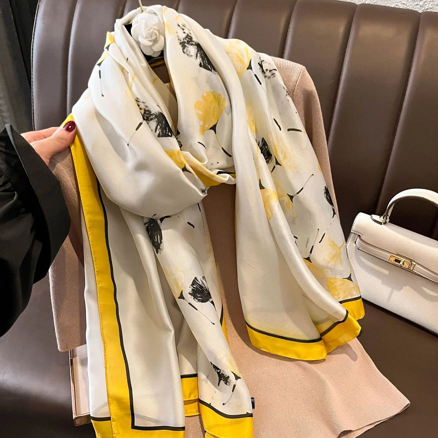 Luxury Designer Print Imitation Head Silk Scarf