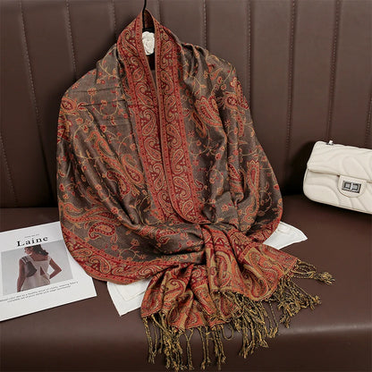 Tassel Classic Flower Pattern Shawl (Warm)