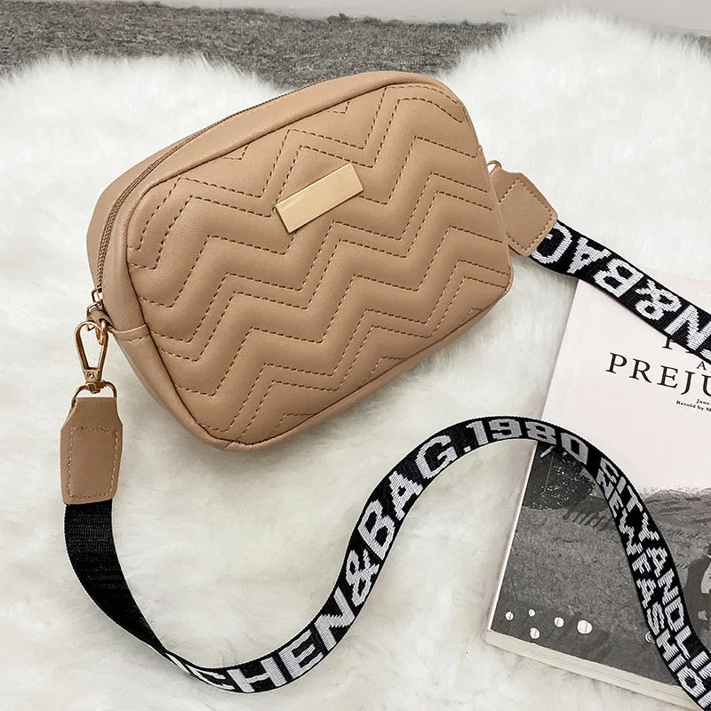 Vegan Leather Wave Pattern Shoulder Strap Bag