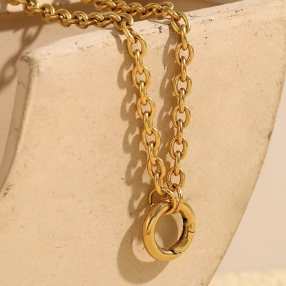 18K Gold Plated Round Spring Buckle Necklace