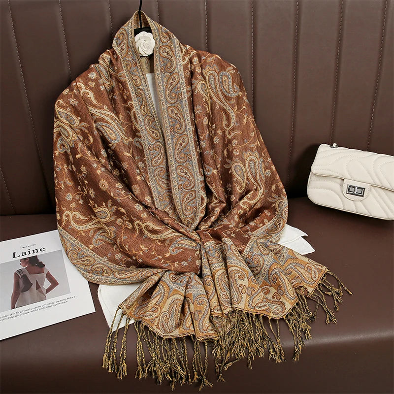 Tassel Classic Flower Pattern Shawl (Warm)