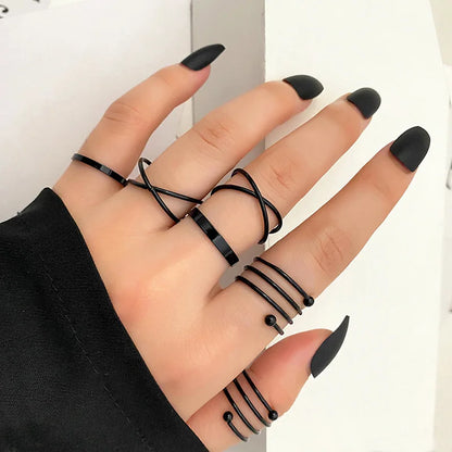 Punk Style Black Wrist Rings