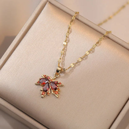 Moon Micro Zircons Butterfly Necklace