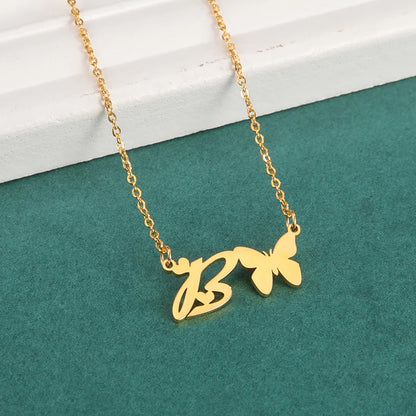 Luxury Butterfly Customizable 26 Initials Letter Pendant