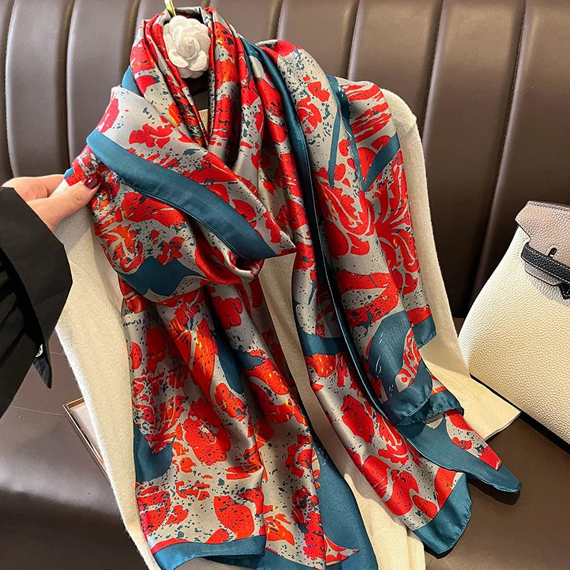 Luxury Designer Print Imitation Head Silk Scarf