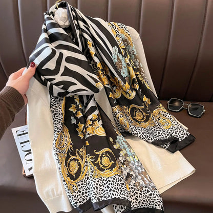 Luxury Designer Print Imitation Head Silk Scarf