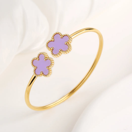 Gold-Plated Five Leaf Flower Bangle