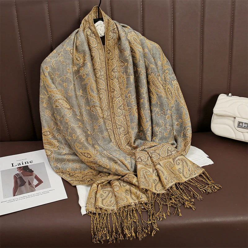 Tassel Classic Flower Pattern Shawl (Warm)