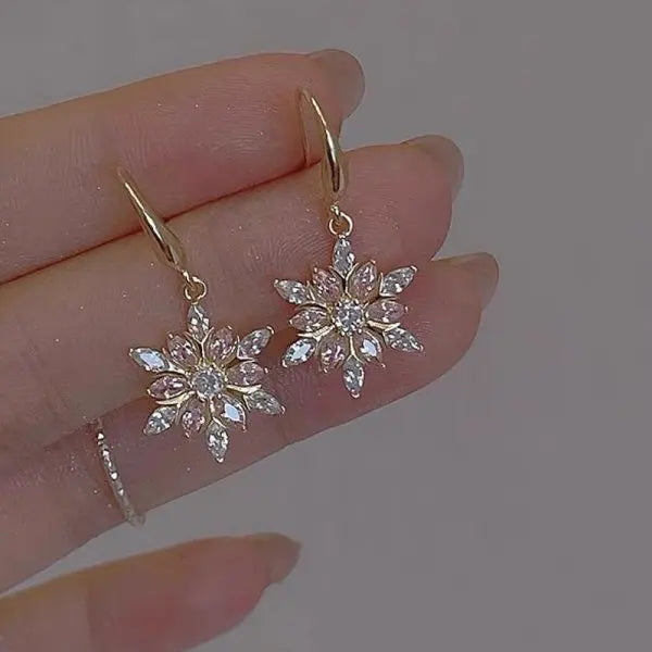 Sparkling Snowflake Earrings For Girls