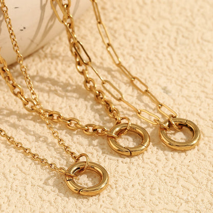 18K Gold Plated Round Spring Buckle Necklace