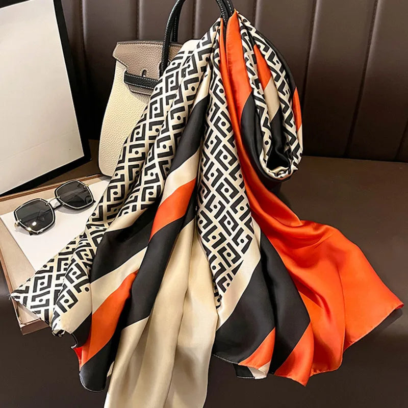 Luxury Designer Print Imitation Head Silk Scarf