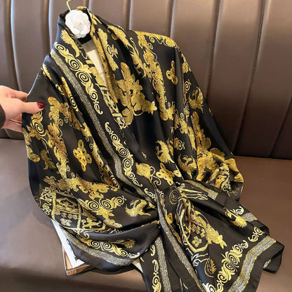 Luxury Designer Print Imitation Head Silk Scarf