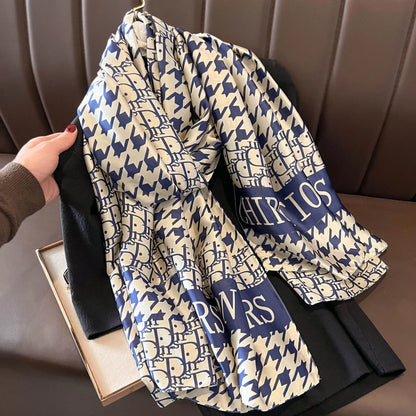 Luxury Designer Print Imitation Head Silk Scarf