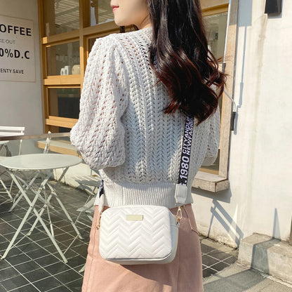 Vegan Leather Wave Pattern Shoulder Strap Bag