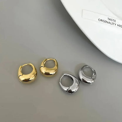 Smooth Metal Hoop Earrings For Girls Fashion