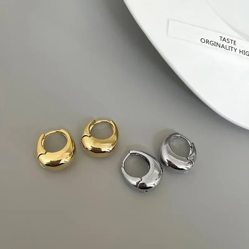 Smooth Metal Hoop Earrings For Girls Fashion