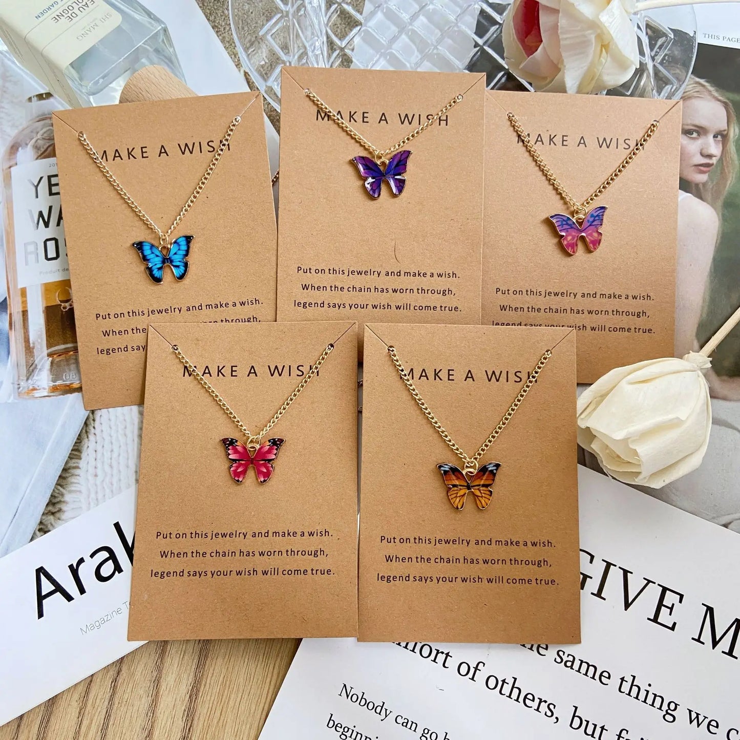 Trendy Affordable Colorful Butterfly Necklaces