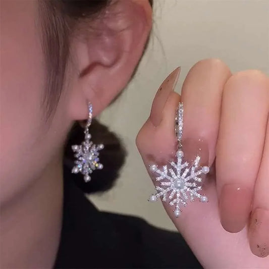 Sparkling Snowflake Earrings For Girls