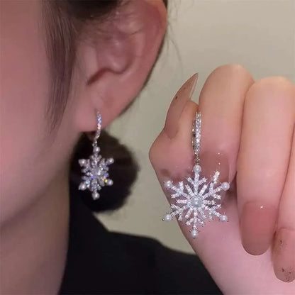 Sparkling Snowflake Earrings For Girls